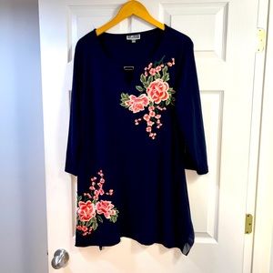 JM Collection long sleeve blouse size XL blue